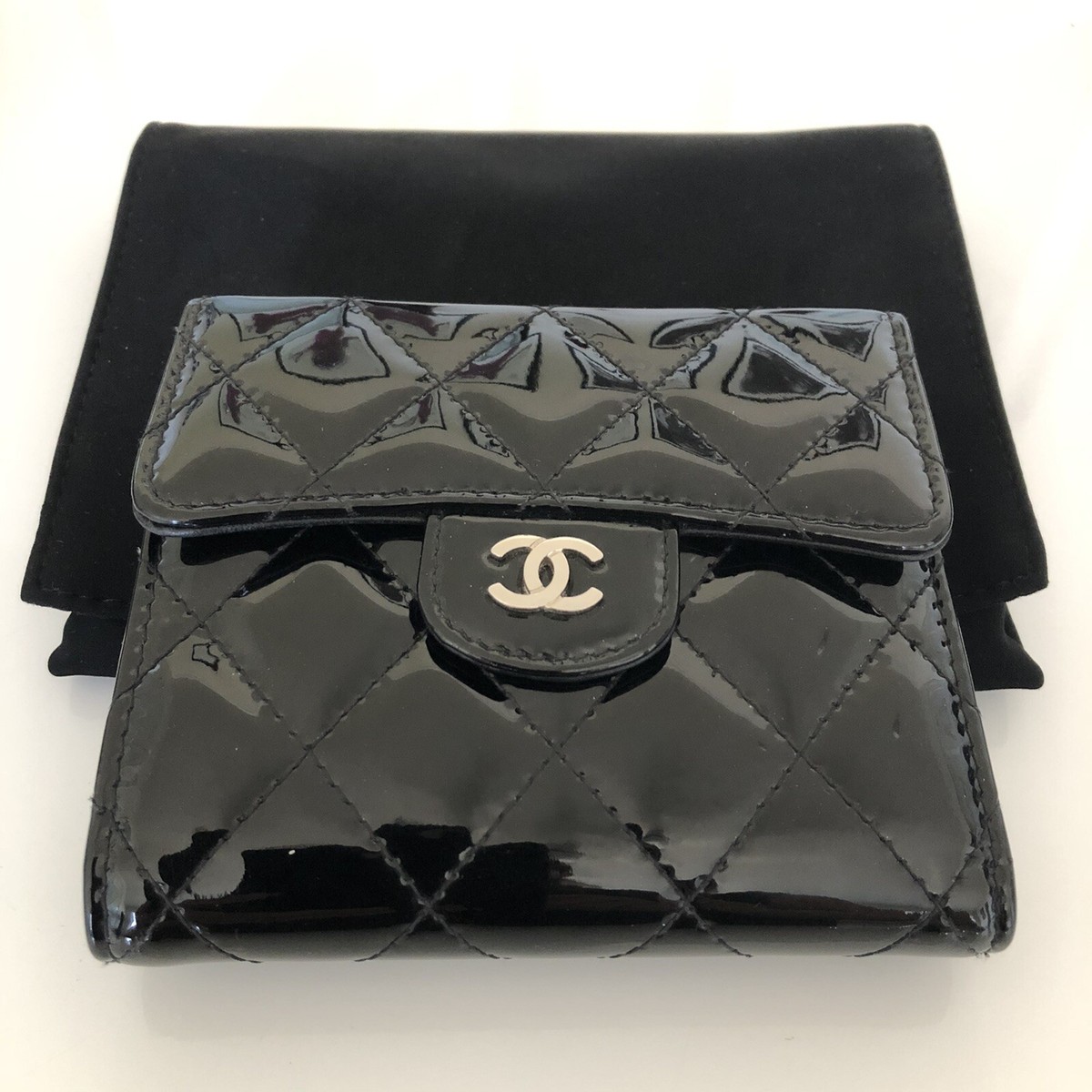 CHANEL Classic Small Flap Wallet Black Patent Leather $799.00