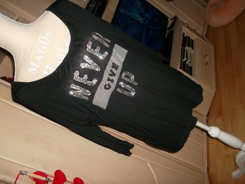 shirt,gr. l.von s.oliver.schwarz,neuwertig,glitzer,never give up - Bild 2 von 6
