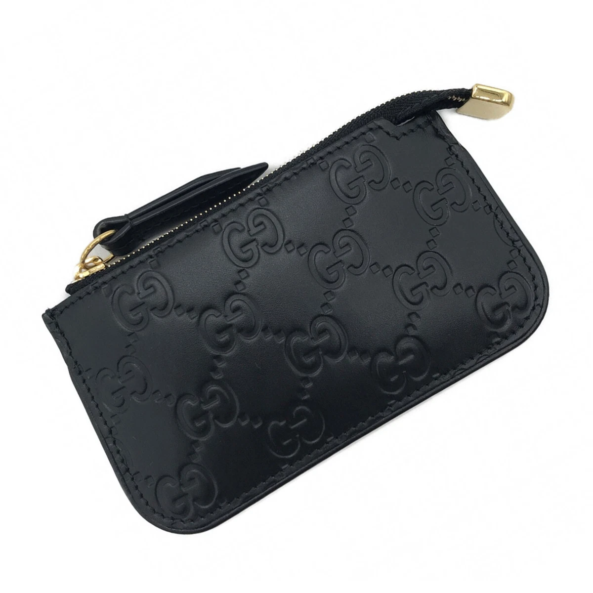 GUCCI GG Guccissima Key Pouch Keychain Coin Purse Case Black