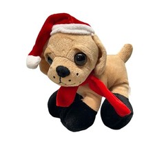 Dan Dee Holiday Christmas Puppy Dog 7 inch Plush Santa Hat Scarf Boots