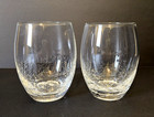 Set Of 2 Stemless Wine Crackle Glass Clear Colorless Drinkware