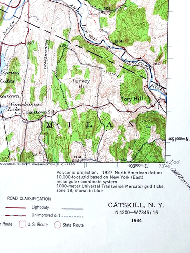 Catskill New York 1934 USGS 15 Minute Topographic Map 1:62500 Ulster Greene Topo - Picture 3 of 3