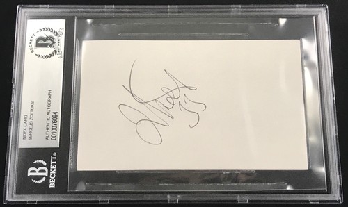 SERGEI ZHOLTOK BRUINS CANADIANS RUSSIA 3X5 INDEX CARD SIGNED BECKETT BAS RARE! - Picture 1 of 2