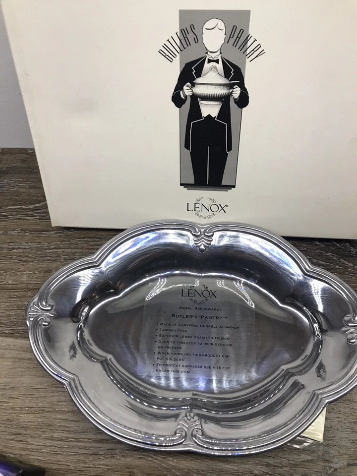 Lenox Butlers Pantry 9 Inch Oval Metal Serveware Small Tray - Image 2 of 4