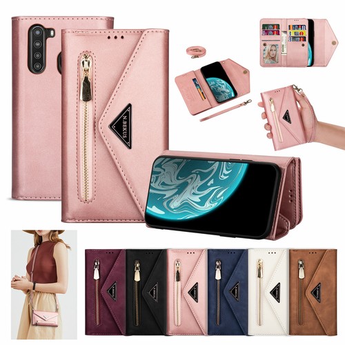 Für Samsung Galaxy A32 A53 A14 A13 A54 Reißverschluss Wallet Case Hülle Crossbody Band - Bild 1 von 44