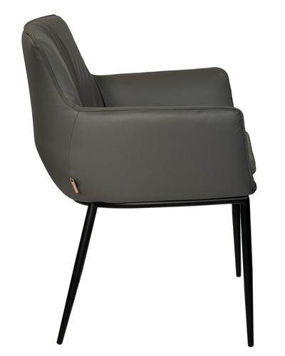 Six Lusso Echtleder Armlehnstuhl Komfort Esszimmer Warte Büro Konferenzraum Grau - Bild 3 von 10