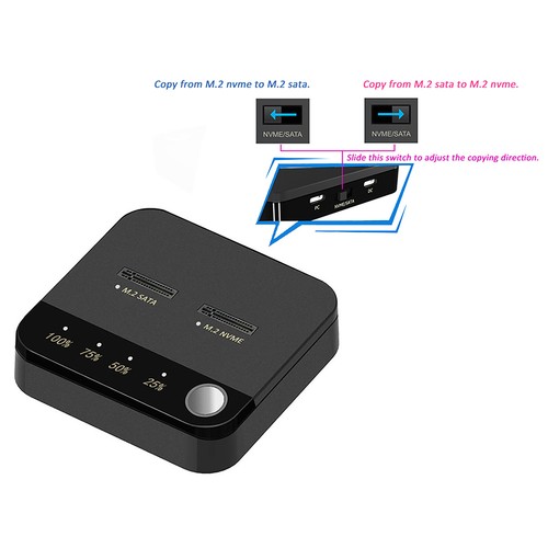 New Dual Bay M.2 SSD NVMe M.2 Enclosure Offline Clone Duplicator Disk Copy Tool - Afbeelding 11 van 14