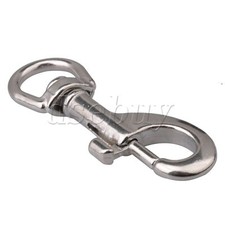 80mm 304 Stainless Steel Bolt Snap Hook Round Eye Swivel Keychain Strap