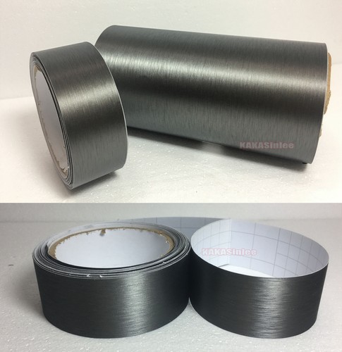Tira - Cinta adhesiva de vinilo cepillado de metal mate para casa de automóvil gris AB - Imagen 5 de 10