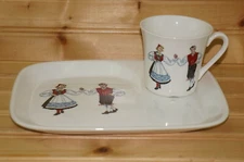 Figgjo Norway Hardanger Dancers Snack Plate with Cup