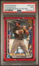 2024 Topps Bowman Chrome Prospects Red Refractor Ethan Salas /5 PSA 9 Bookend