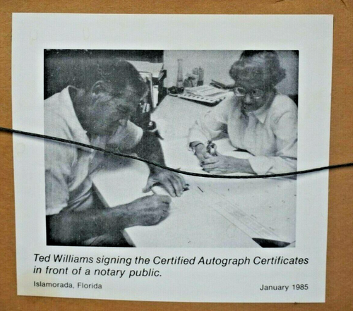 HOF Baseball TED WILLIAMS Autographed Picture, Wood Framed, Notarized '87 - Picture 6 of 6