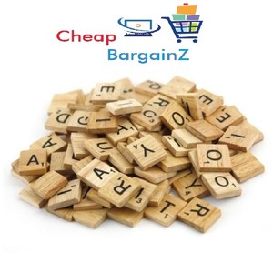 100 wooden scrabble tiles black letters and numbers for arts