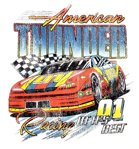 American Car Racing T-Shirt Distressed Vintage weiß Herren LARGE Neu - Bild 2 von 3