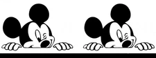 Peeking Mickey Mouse Two 6" Black Vinyl Decals Car Window Laptop Tablet Tumbler