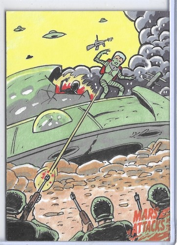 Mars Attacks Uprising Sketch Card Russ Maheras Red Logo Variation STC