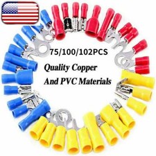 Insulated Electrical Wire Terminals Crimp Connectors Spade Piggyback Butt Ring