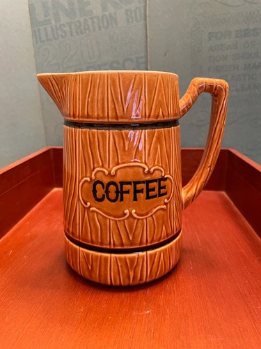 Vintage Holzmaserung Keramik Kaffeekanne - Marke Royal Sealy - Made in Japan - Bild 1 von 3
