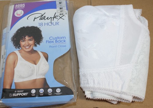 NEW PLAYTEX 18 Hour wirefree BRA 4695 Custom flex BACK FRONT CLOSE WHITE 36C - Picture 1 of 5