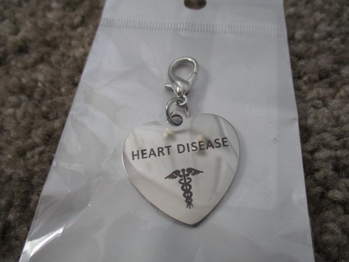 Herzförmiger Edelstahl medizinischer Ausweis Schlüsselanhänger Notfallwarnung bei Herzerkrankungen - Bild 1 von 2