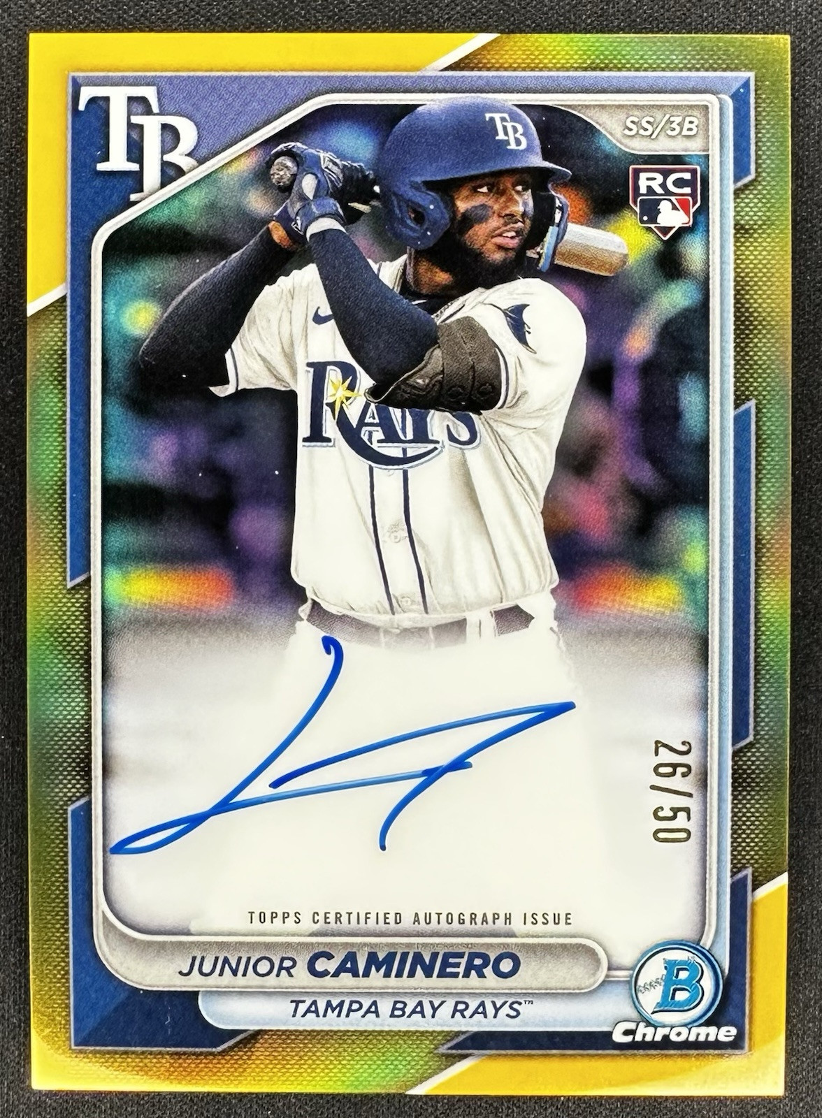 2024 Bowman - Chrome Rookie Autographs Gold #CRA-JCA Junior Caminero /50 (AU RC)