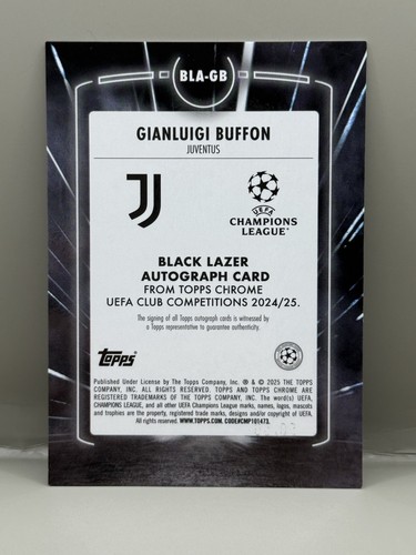 2024-25 Topps Chrome UEFA Club Gianluigi Buffon Black Gold Lazer Auto /50 - Picture 2 of 2