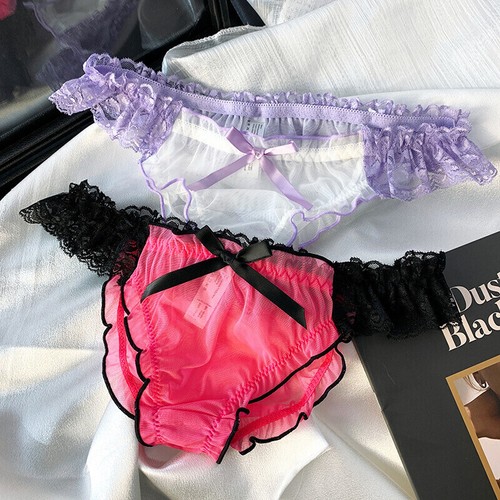 4PCS/LOT Sexy Womens Sheer See Through Panties Underwear Lace Briefs Lingeries