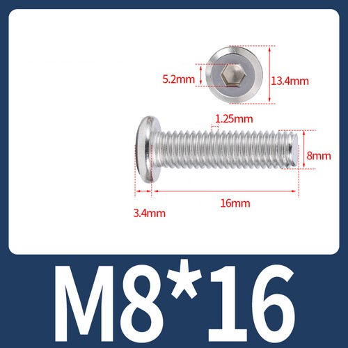 M2 M2.5 M3 M4-M12 A2 Stainless Steel Flat Pan Head Screws Hex Allen Socket Bolt - Picture 90 of 131