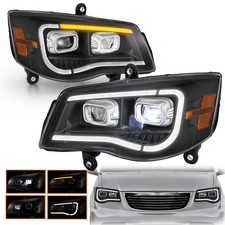 Pair Led Projecotor Headlights Wsequential For 2008-2016 Chrysler Towncountry