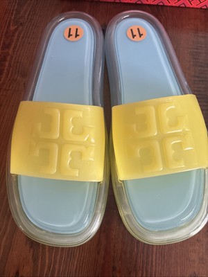 Tory Burch Bubble Jelly Slides Sandals Baby Blue & Yellow Womens 11 NWOT