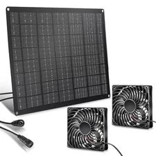 Solar Fan 15W Solar Powered Exhaust Fan Kit, 2 Mini Fans, Portable Ventilatio...