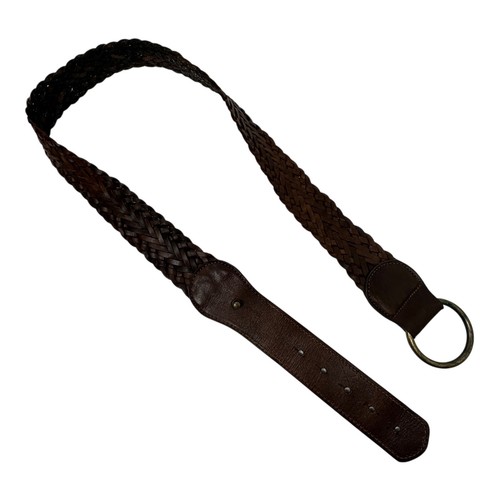 VINCE. Braun Leder geflochten geflochten Gürtel M/L Messing Ring Schnalle 43" verstellbar - Bild 3 von 11