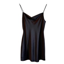 Alice + Olivia Black Harmony Satin Spaghetti Strap Mini Dress - size 8