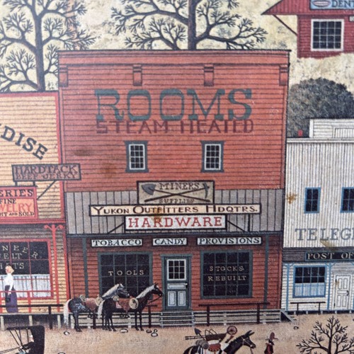 Old Time Town Szene gerahmter Litho Druck Western Street Saloon Wandbehang 12x10" - Bild 4 von 14