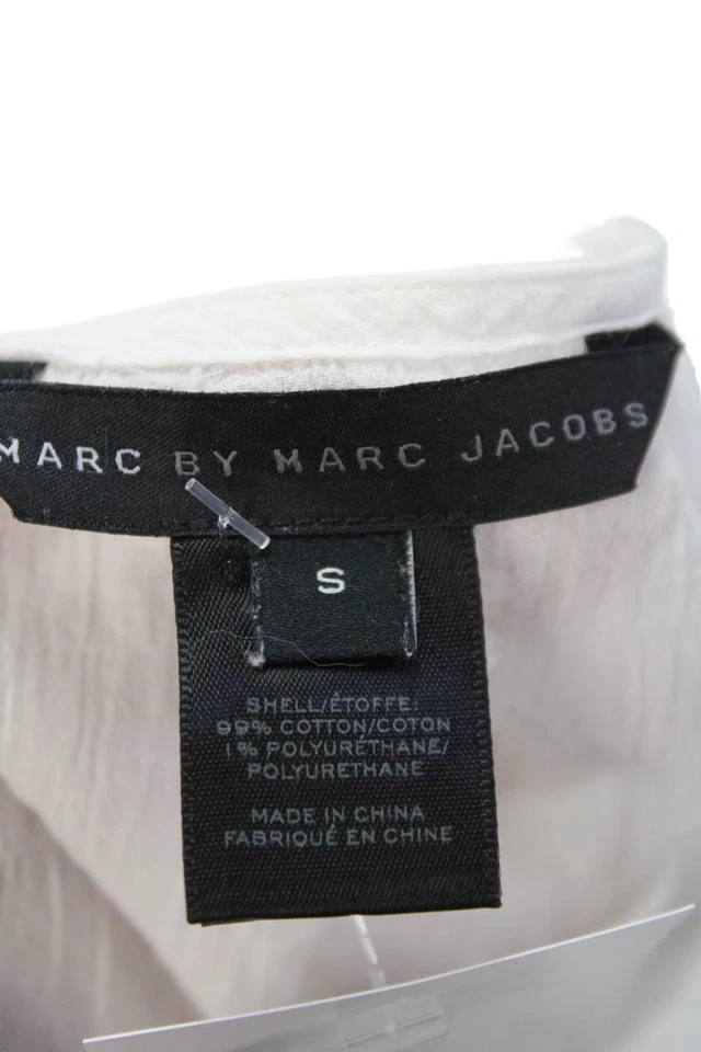 Blusa blanca Marc By Marc Jacobs de algodón sin mangas con cuello en V para mujer talla S Foto 4 de 4