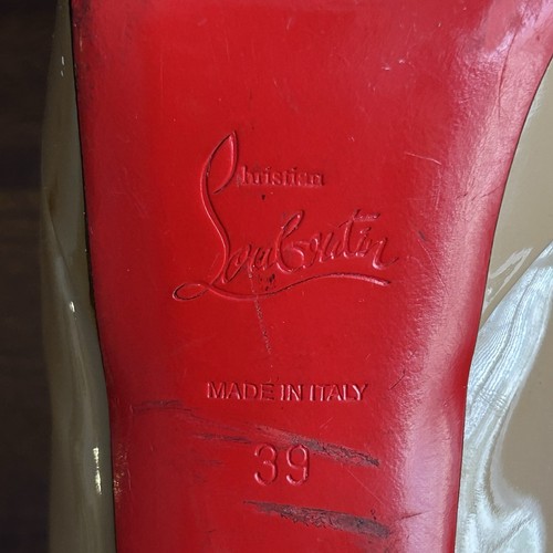 Christian Louboutin Bianca Lackleder Nude Plateau Stiletto Heels - 39 getragen - Bild 6 von 13