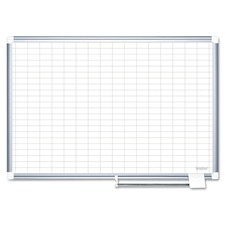 MasterVision 1x2 Grid Magnetic Dry Erase Board 48x36 White/Silver MA0592830
