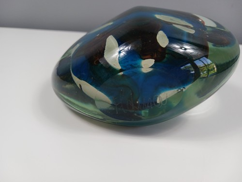 Mdina Glass Marble/Tiger Cut Ice Lollipop Vase - Signed - 18 cm Tall - Picture 9 of 17