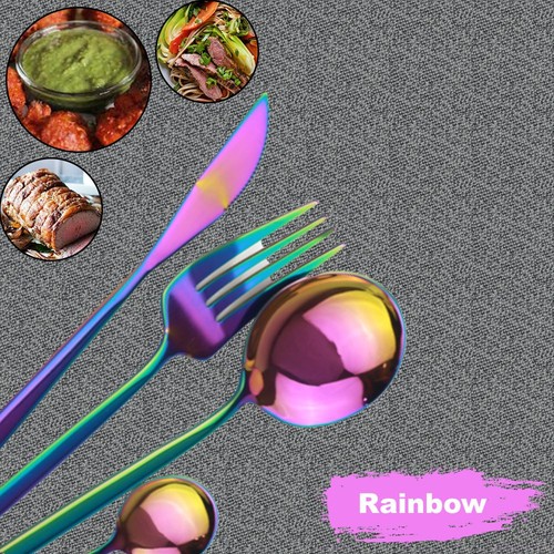 Juegos de cubiertos de acero inoxidable vajilla comedor cocina tenedor cucharas kit pulido - Imagen 48 de 49