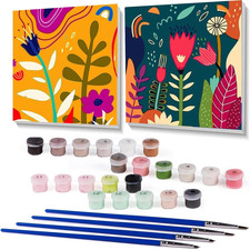 2 Pack Framed Paint by Numbers Kit for Adults,Easy Acrylic Boho Paint by Numbers