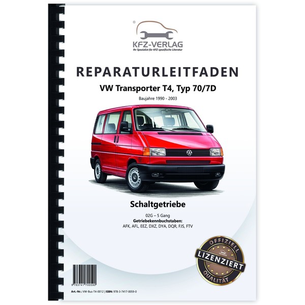 VW Transporter T4 (90-03) 5 Gang Schaltgetriebe 02G Kupplung Werkstatthandbuch-image