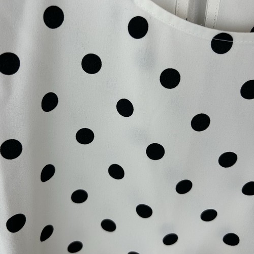 Talbots Top Women XL Black Polka Dot Blouse 3/4 Sleeve Tie Waist Flowy Career - Picture 7 of 11