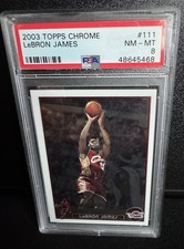 2003 TOPPS CHROME #111 LEBRON JAMES ROOKIE RC PSA 8
