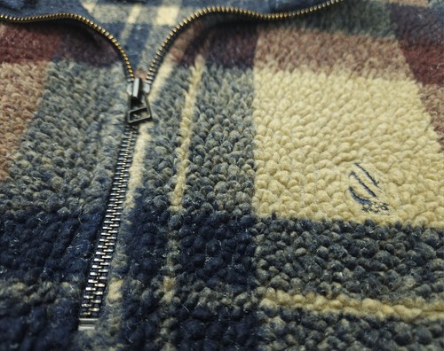 VTG Large Nautica Men's Plaid Sherpa 1/4 Zip Pullover Sweater - Picture 4 of 6