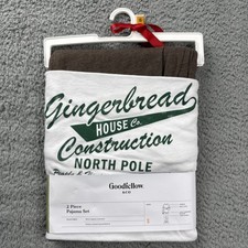 Goodfellow  Co Pajama Set Mens Small White Brown Gingerbread 2 Piece Christmas