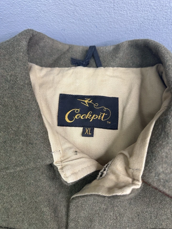 Cockpit USA Military Wool Blend Jacket Men's Sz XL. WWII Style Map Green Lucky - Image 2 of 4