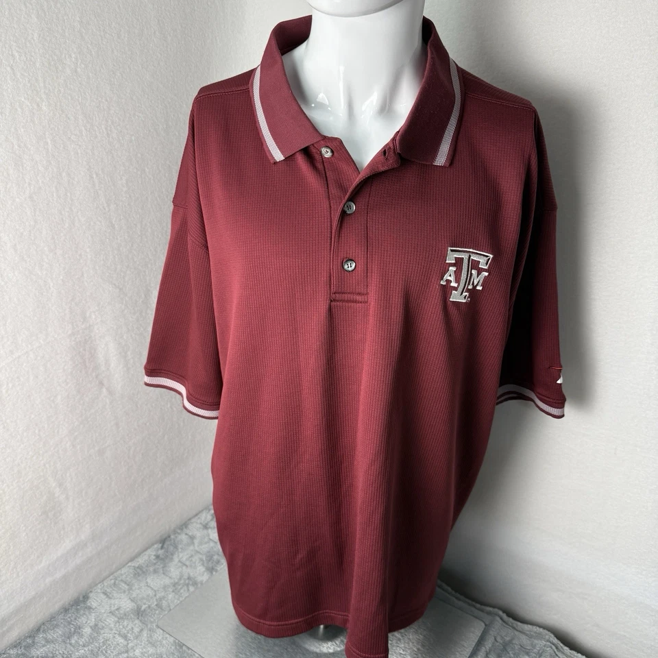 Футболка поло Texas A&M Aggies 2XL темно-бордовая с вышитым логотипом профессиональный игрок NCAA гольф - Изображение 3 из 4