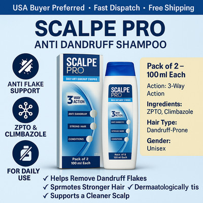 Scalpe Pro Anti Dandruff Shampoo 100ml ×2 | Daily Use Formula with ZPTO & Climba