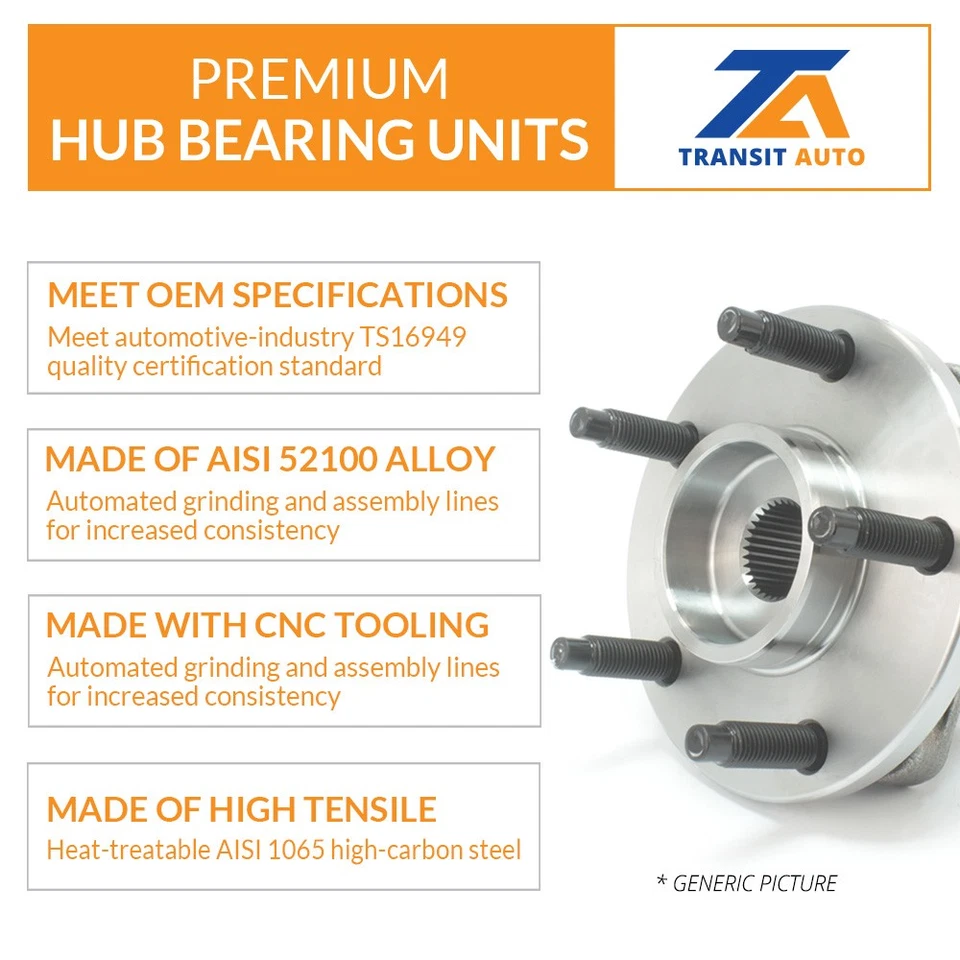 Front Rear Hub Bearing Disc Brake Rotor And Pad Kit (10Pc) For Mitsubishi Lancer - Image 3 of 4
