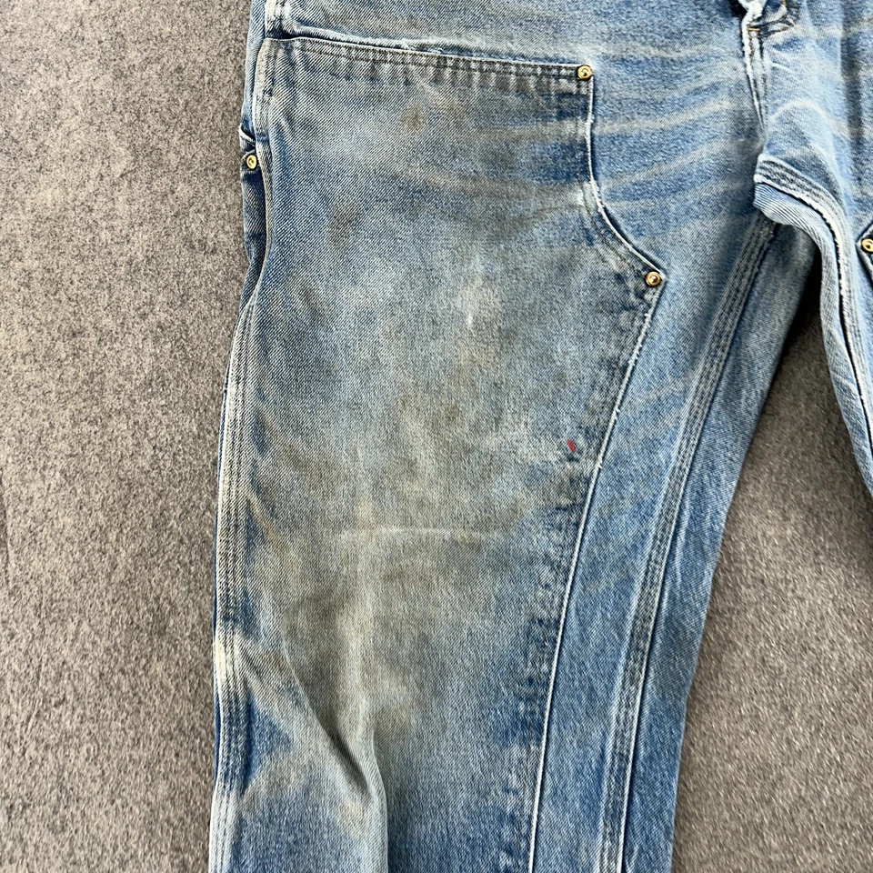 Carhartt Jeans Mens 38x32 Blue Medium Wash Double Knee Dungaree Fit Workwear - Image 4 of 4